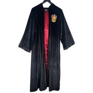 Harry Potter Gryffindor Velvet Hooded Robe OS Prestige Black Satin Lined Costume